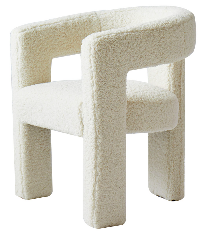 Fauteuil Japandi scandinave en bouclettes blanches – CHESS