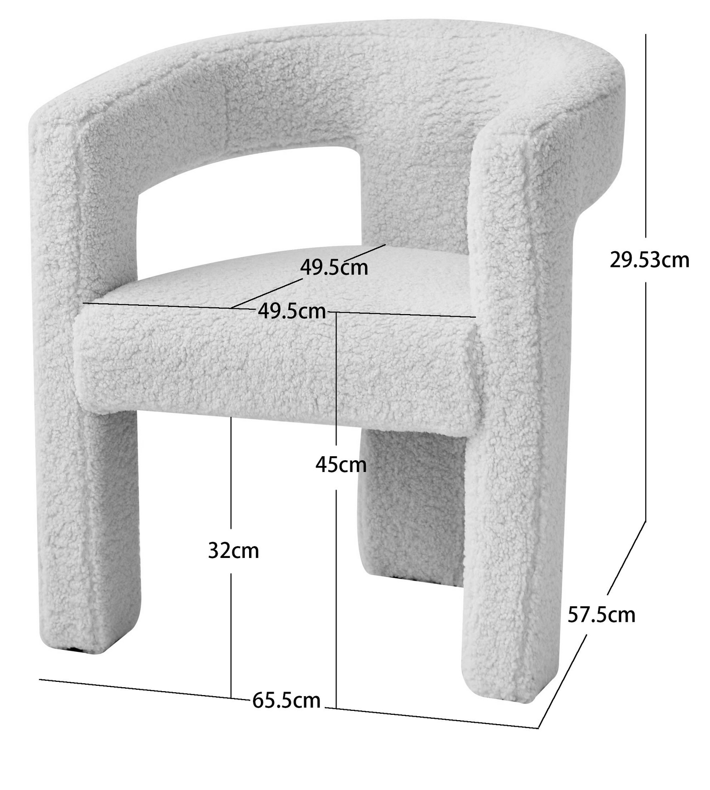 Fauteuil Japandi scandinave en bouclettes blanches – CHESS