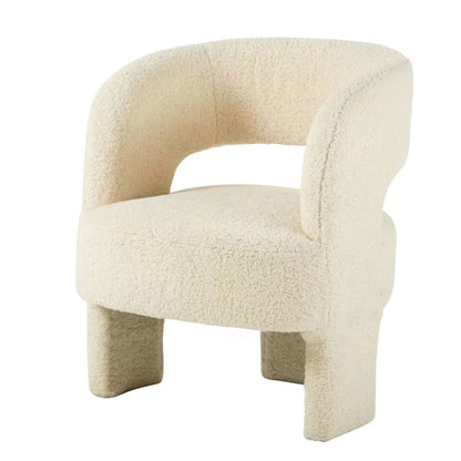 Fauteuil Japandi tripode en bouclette blanche – Sheep