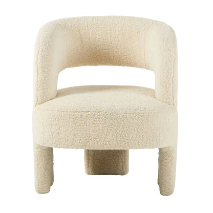 Fauteuil Japandi tripode en bouclette blanche – Sheep