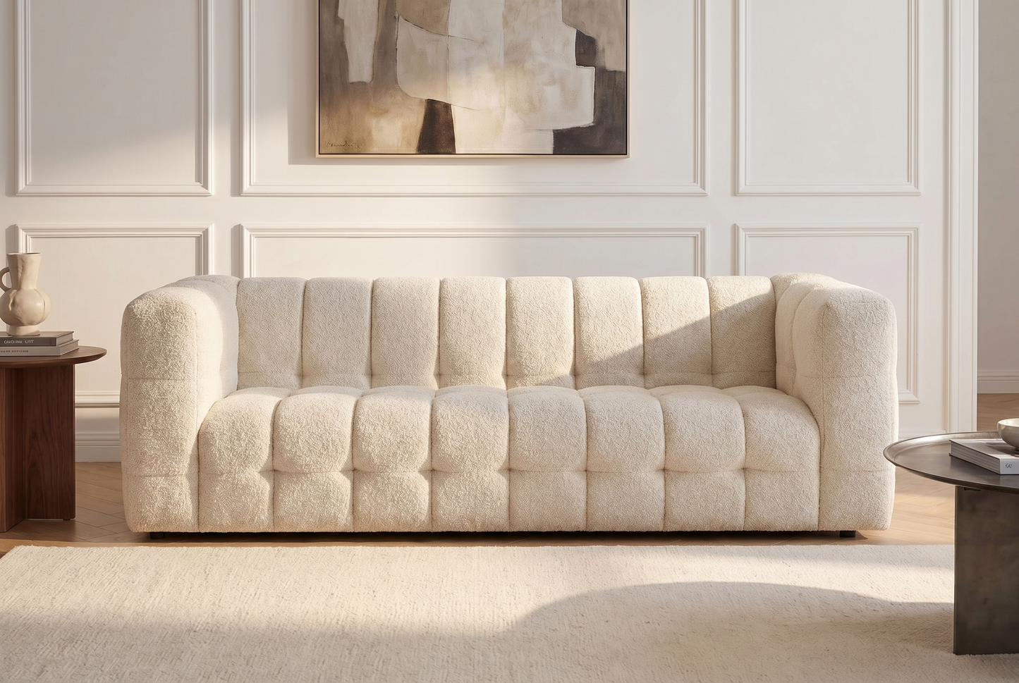 Canapé Japandi Nuage Bouclette Beige 3 Places - Lerici