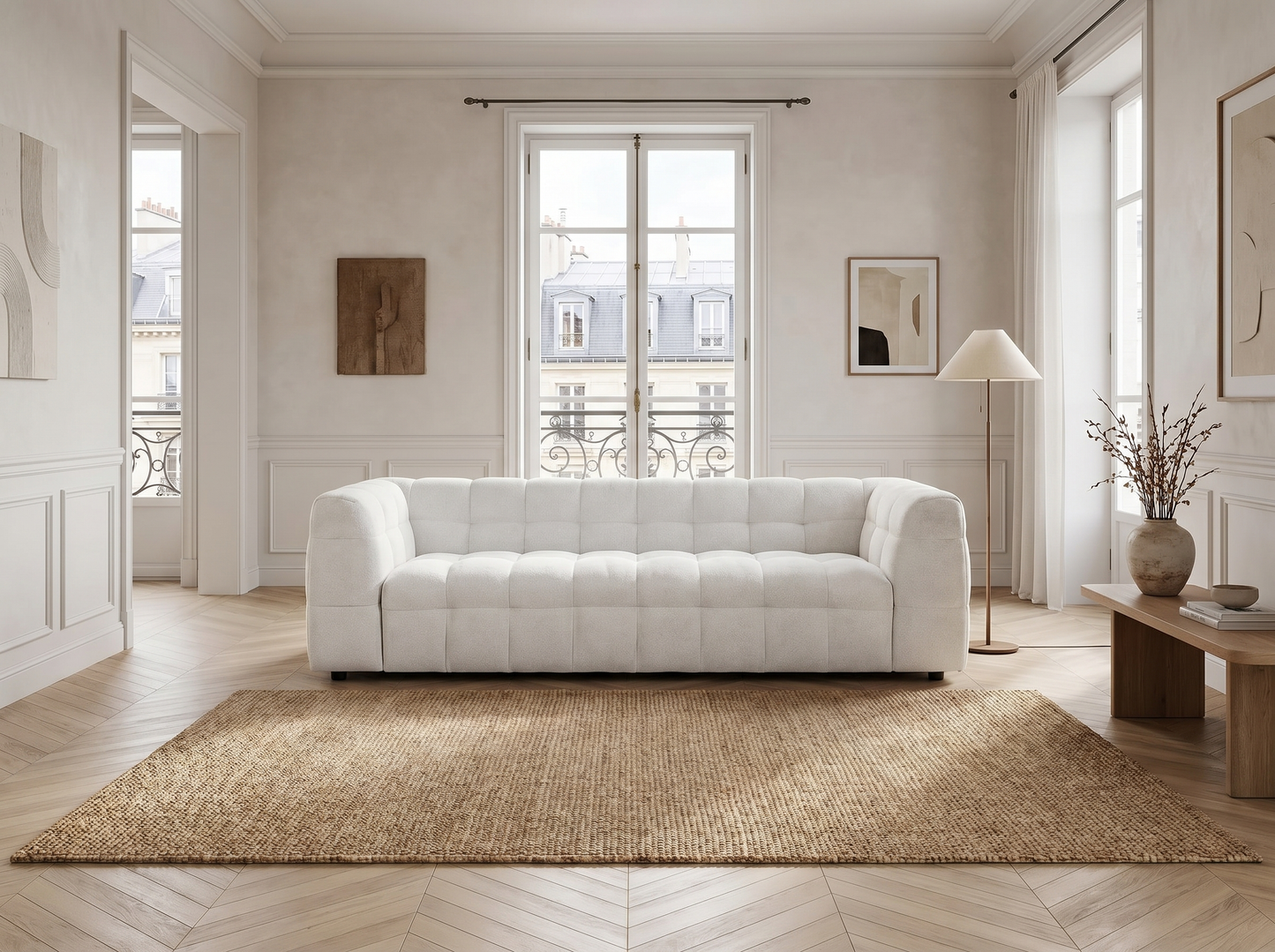 Canapé Japandi Nuage Beige Sablé 3 Places - Malou