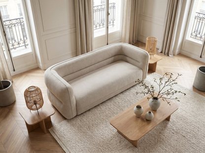 Canapé Japandi Chenille Beige 3 Places - Taliena