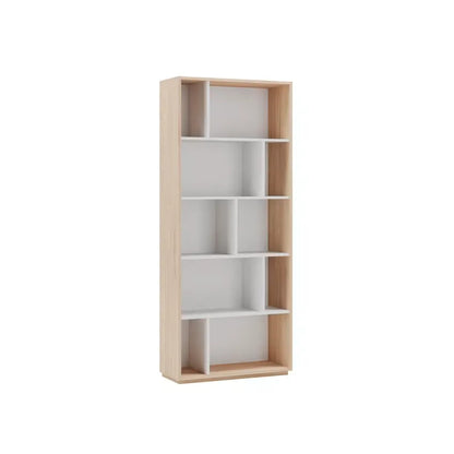 Bibliothèque Japandi Mélaminé Chêne & Blanc 191×80×32 – Nack