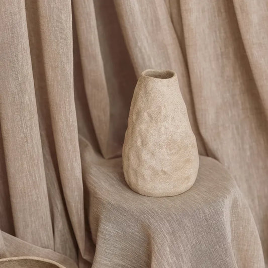 Vase Japandi Grès Beige 17×33,5 – Cave