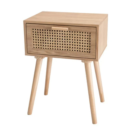Table de chevet Japandi Pin Naturel & Cannage – Romeo