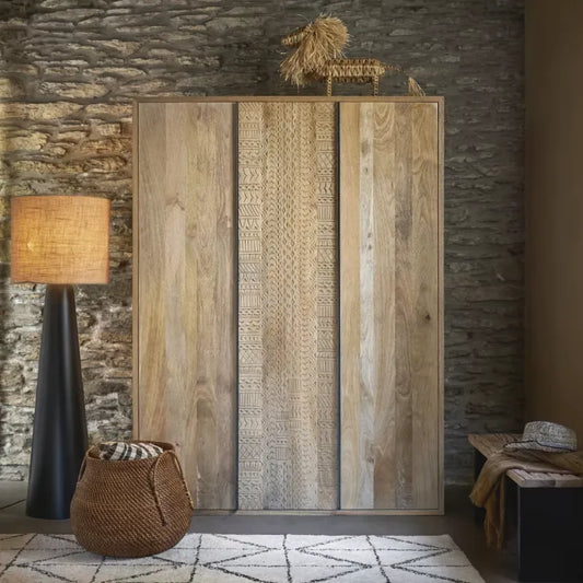 Armoire Japandi 3 Portes Sculptée – Twareg