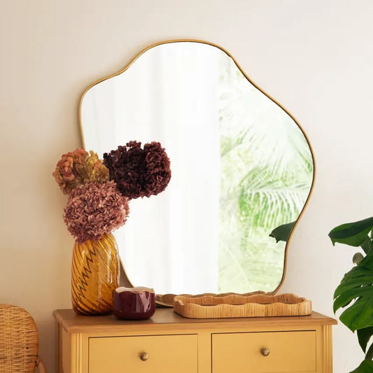 Miroir Japandi Organique Doré 89×89 – Nino