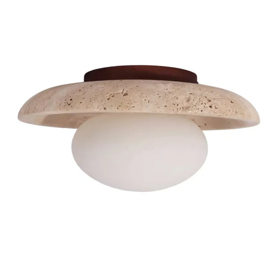 Plafonnier Japandi Verre Beige/Blanc & Bois – Jio