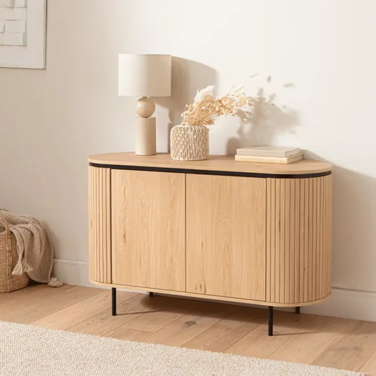 Buffet Japandi 2 Portes Effet Bois Clair 120 cm – Malaga