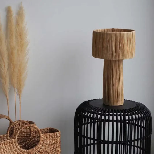 Lampe Japandi Raphia Naturel Beige – Rosy Raphia