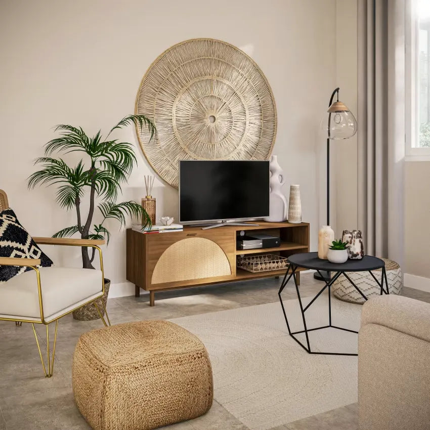 Meuble TV Japandi Vintage Fibre Végétale – Tarifa