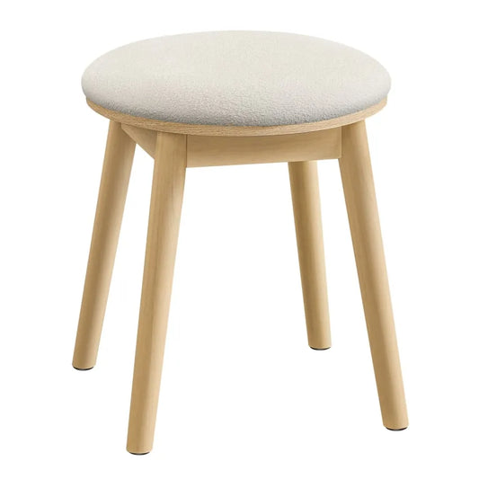 Tabouret Japandi Coiffeuse Blanc Pieds Antidérapants – Navi