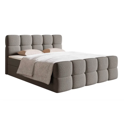 Lit Japandi 180x200 Bouclette Grise – Cloudy