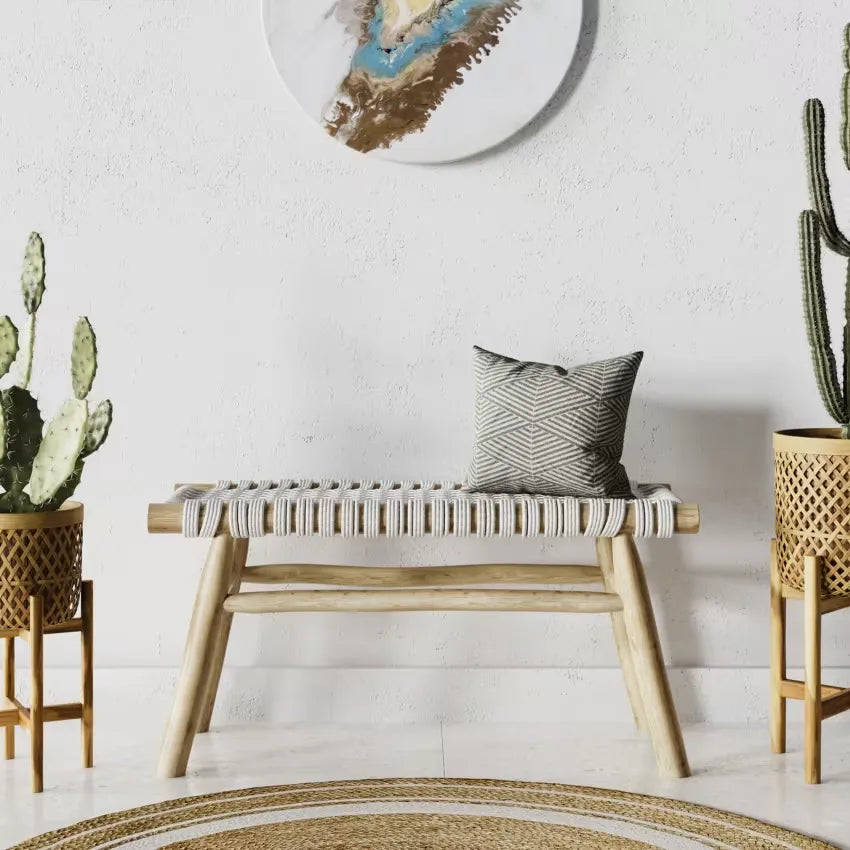Banc Japandi Macramé & Teck – Kira