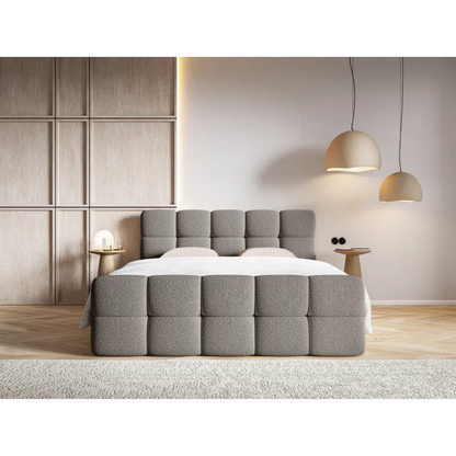 Lit Japandi 180x200 Bouclette Grise – Cloudy