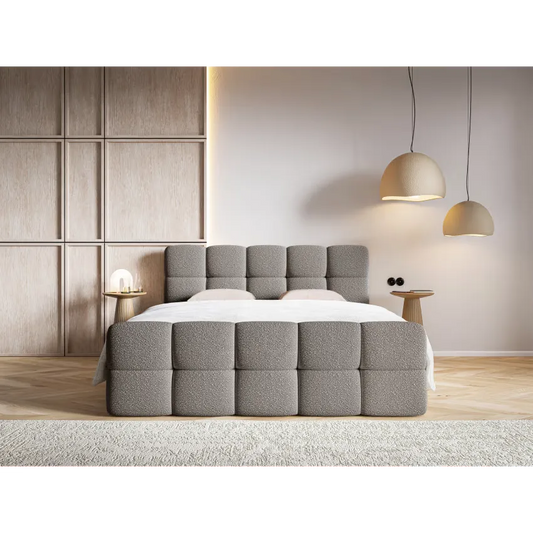 Lit Japandi 180x200 Bouclette Grise – Cloudy