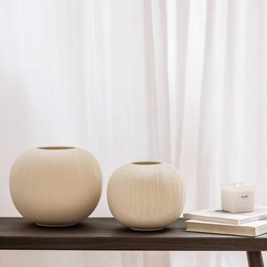 Vase Japandi Grès Beige 28×23 – Vico