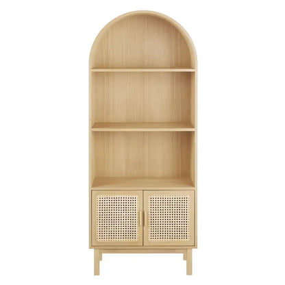 Bibliothèque Japandi 2 Portes 3 Niches Cannage Rotin – Canopy