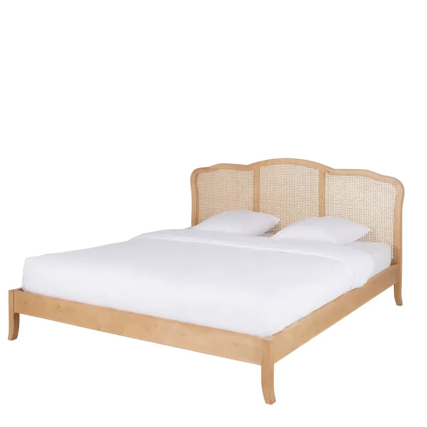 Lit Japandi 160 × 200 Bois de Bouleau & Cannage Rotin – Auguste