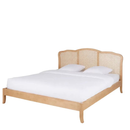 Lit Japandi 160 × 200 Bois de Bouleau & Cannage Rotin – Auguste