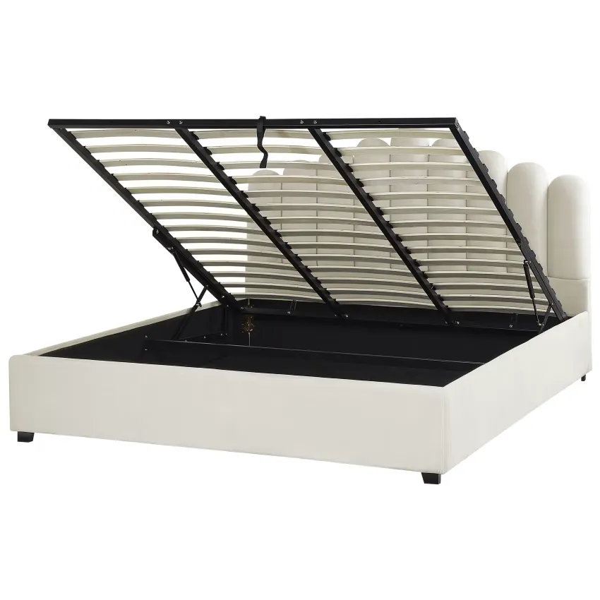 Lit Japandi 180x200 Tissu Blanc – Vincennes