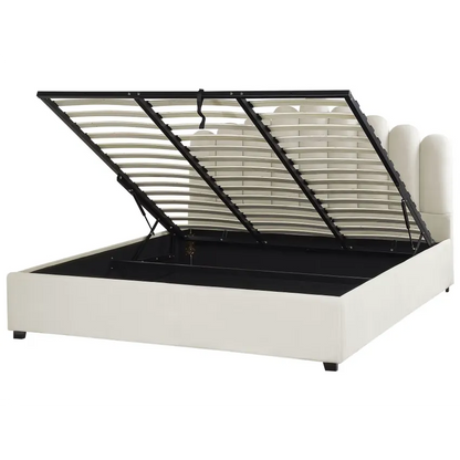 Lit Japandi 180x200 Tissu Blanc – Vincennes