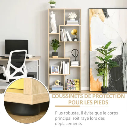 Étagère Japandi Zig-Zag Chêne Clair – Homcom