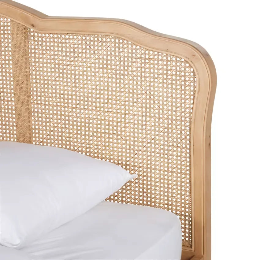 Lit Japandi 160 × 200 Bois de Bouleau & Cannage Rotin – Auguste