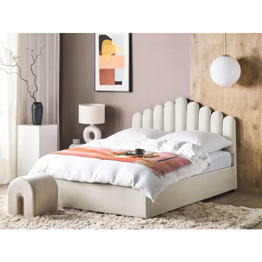 Lit Japandi 180x200 Tissu Blanc – Vincennes