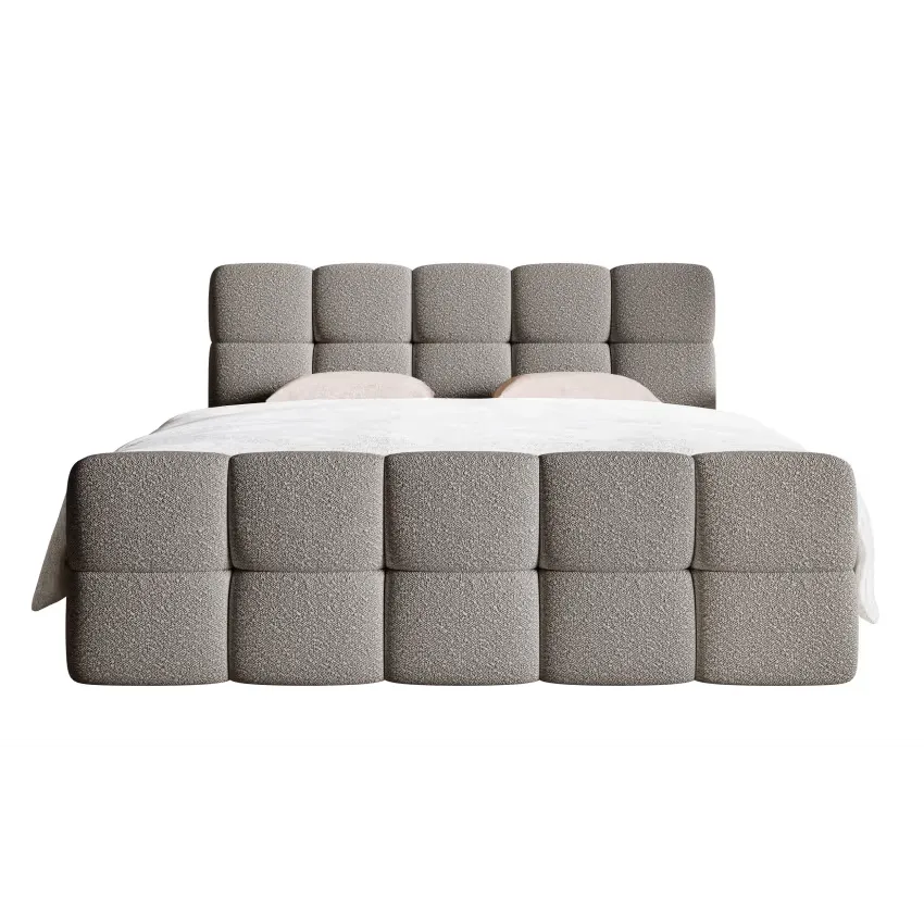 Lit Japandi 180x200 Bouclette Grise – Cloudy