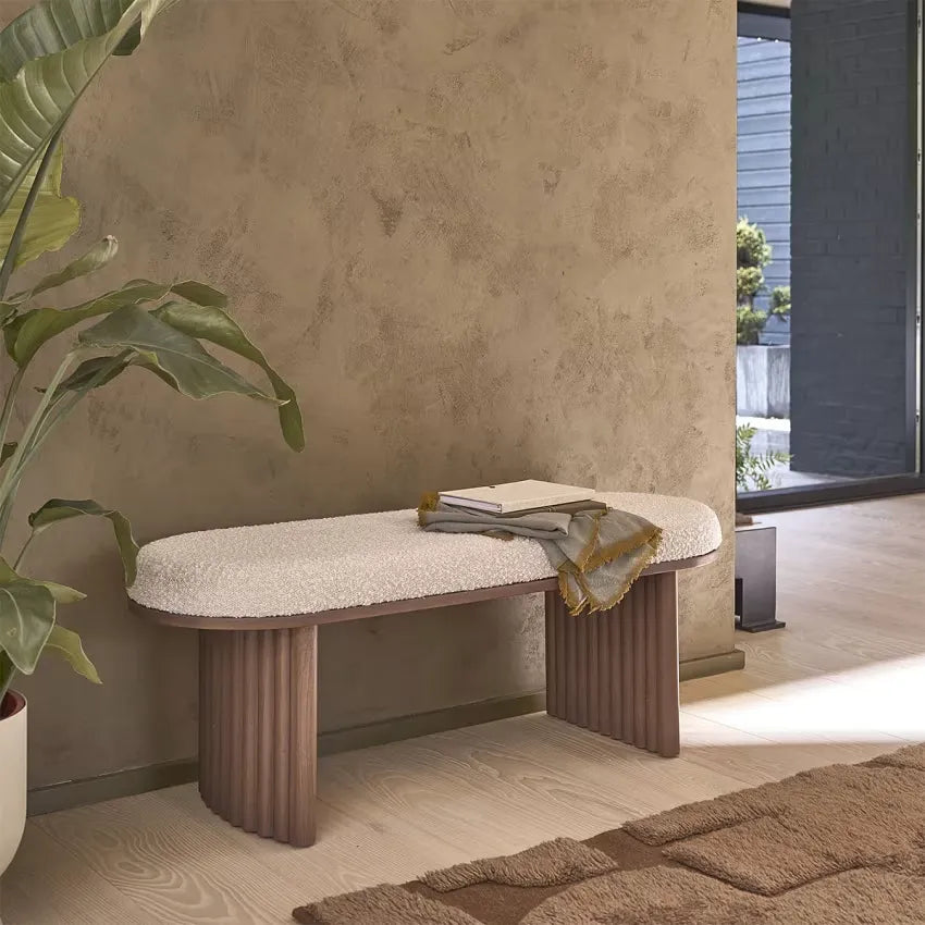 Banc Japandi Mindi Noyer & Bouclette – Marlow