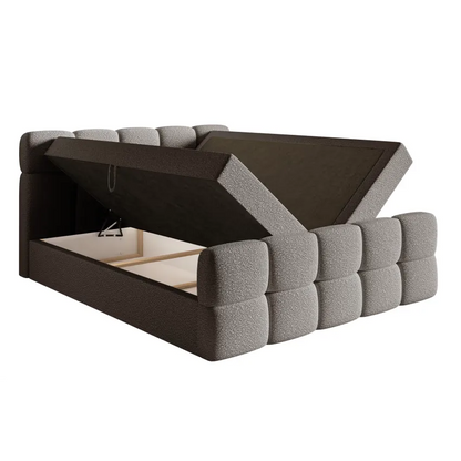 Lit Japandi 180x200 Bouclette Grise – Cloudy