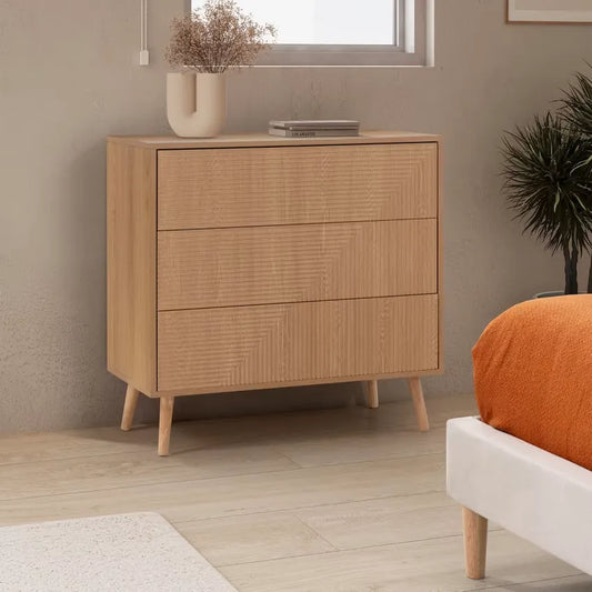 Commode Japandi 3 Tiroirs Effet Chêne – Telmo
