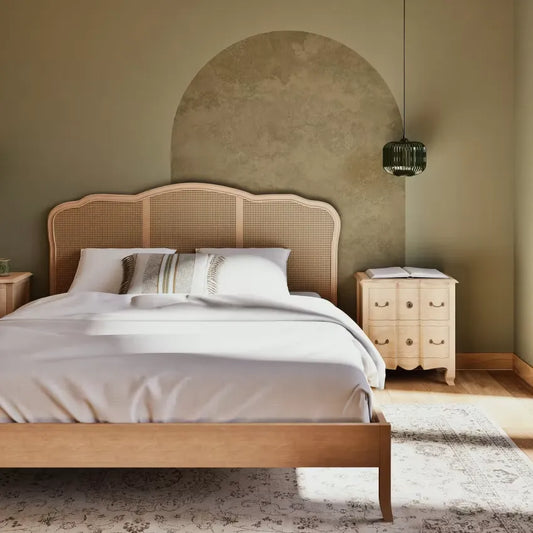 Lit Japandi 160 × 200 Bois de Bouleau & Cannage Rotin – Auguste