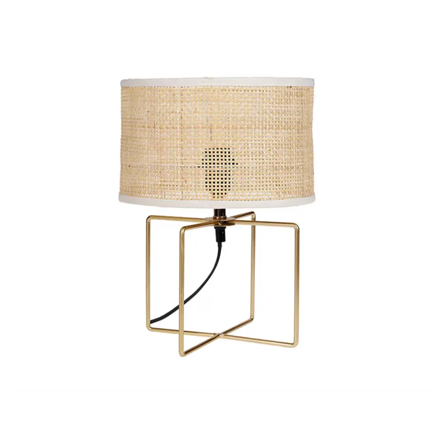 Lampe Japandi Métal & Rotin Beige – Yuca