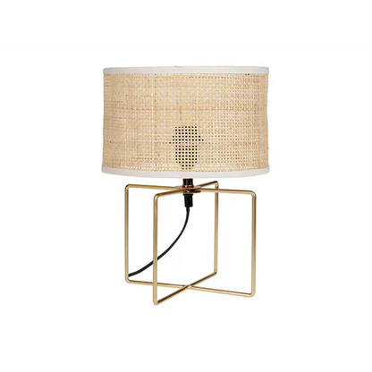 Lampe Japandi Métal & Rotin Beige – Yuca