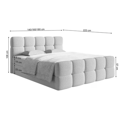 Lit Japandi 180x200 Bouclette Grise – Cloudy