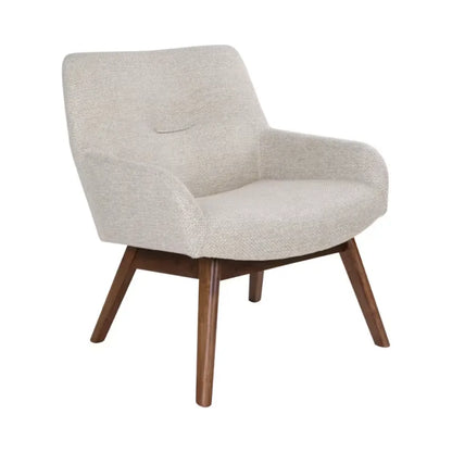 Fauteuil Japandi Tissu Écru & Bois Naturel – London
