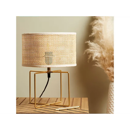Lampe Japandi Métal & Rotin Beige – Yuca