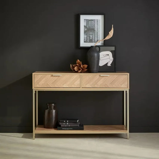 Console Japandi Chevrons Bois 2 tiroirs – Budapest