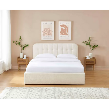 Lit Japandi 160x200 Coffre Bouclette Écru – Andre