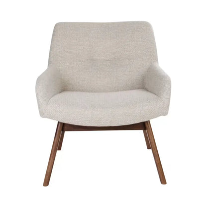 Fauteuil Japandi Tissu Écru & Bois Naturel – London
