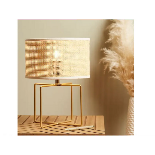 Lampe Japandi Métal & Rotin Beige – Yuca