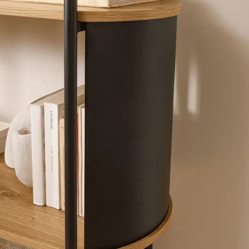 Étagère Japandi 4 Niveaux Bois & Métal Noir – Eklo