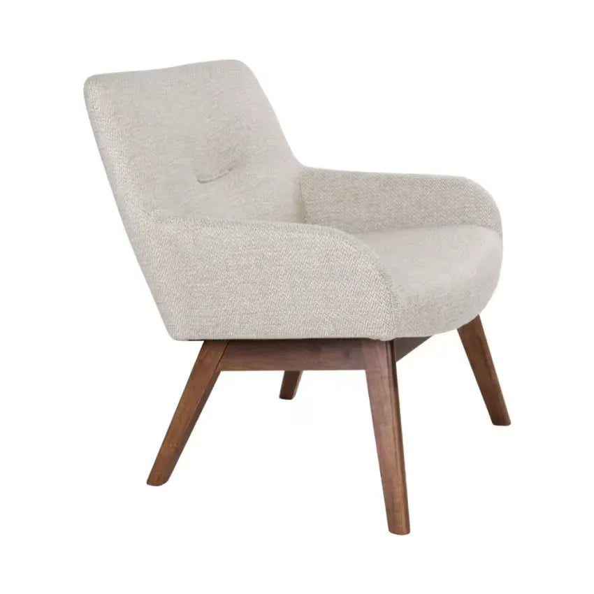 Fauteuil Japandi Tissu Écru & Bois Naturel – London