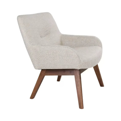 Fauteuil Japandi Tissu Écru & Bois Naturel – London