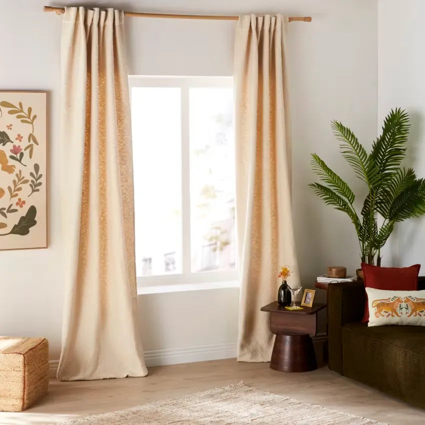 Rideau Japandi Pattes Jacquard Coton Blanc 140×300 – Jodar