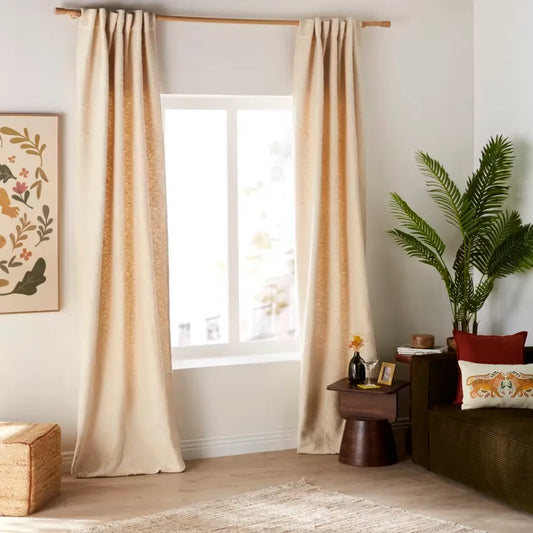 Rideau Japandi Pattes Jacquard Coton Blanc 140×300 – Jodar