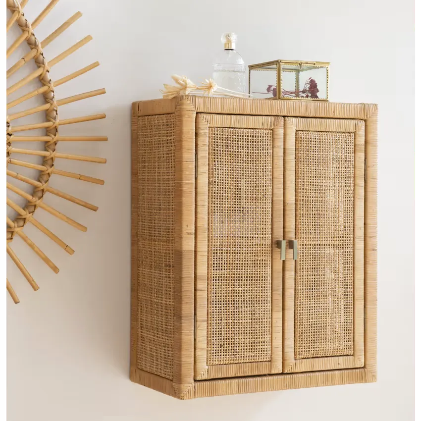 Étagère Japandi Cannage Rotin Beige – Saigon